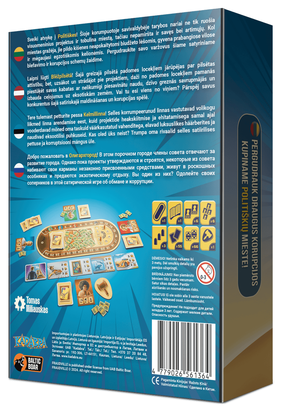 Fraudville (Politiškės) board game back cover