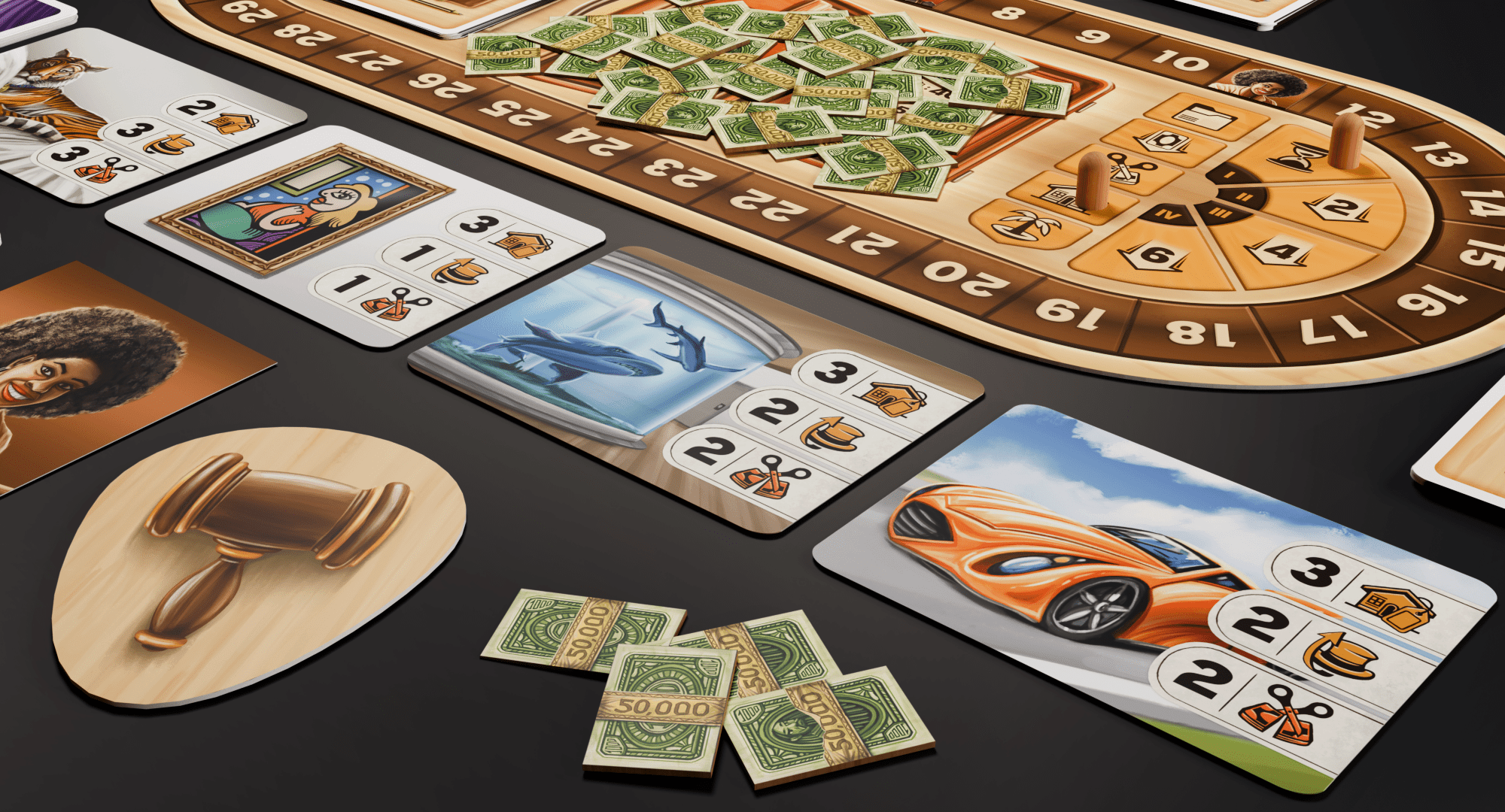 Fraudville (Politiškės) board game components