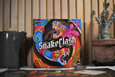 Snake Clash tile laying board game box front cover with game cards and board